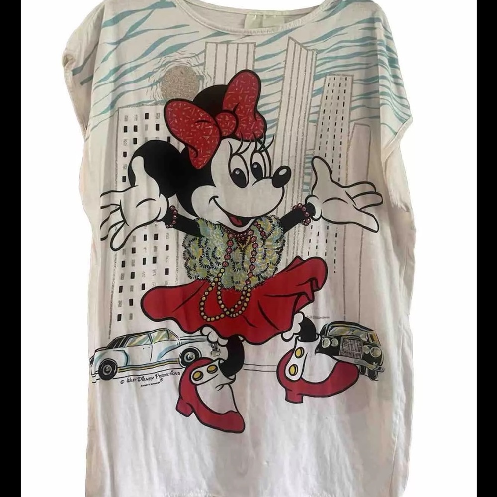 Vtg Americanwear Disney productions Minnie Mickey Mouse swim cover shirt Large L